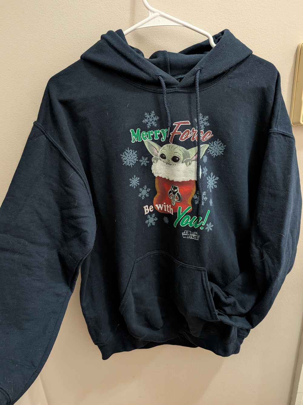 Gildan Heavy Blend Star Wars Grogu Merry Force Be With You Hoodie Size Medium